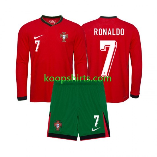EK 2024 Portugal Thuis Tenue Kinder Voetbalshirts Ronaldo 7 Lange Mouwen EK 2024 Portugal Thuis Tenue Kinder Voetbalshirts Ronaldo 7 Lange Mouwen