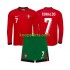 EK 2024 Portugal Thuis Tenue Kinder Voetbalshirts Ronaldo 7 Lange Mouwen