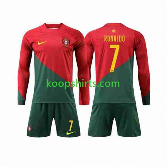 WK 2022 Portugal Thuis Tenue Kinder Voetbalshirts Ronaldo 7 Lange Mouwen WK 2022 Portugal Thuis Tenue Kinder Voetbalshirts Ronaldo 7 Lange Mouwen