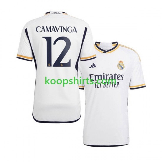 Real Madrid Thuis Tenue Heren Voetbalshirts Camavinga 12 2023-2024 Korte Mouwen Real Madrid Thuis Tenue Heren Voetbalshirts Camavinga 12 2023-2024 Korte Mouwen