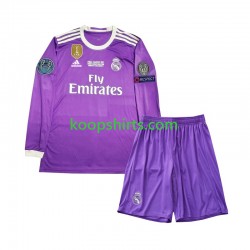 Real Madrid Retro Uit Tenue Kinder Voetbalshirts 2016 Lange Mouwen