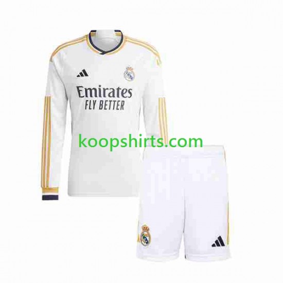 Real Madrid Thuis Tenue Kinder Voetbalshirts 2023-2024 Lange Mouwen Real Madrid Thuis Tenue Kinder Voetbalshirts 2023-2024 Lange Mouwen