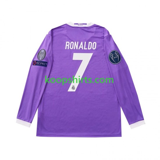 Real Madrid Retro Uit Tenue Kinder Voetbalshirts Cristiano Ronaldo 7 2016 Lange Mouwen