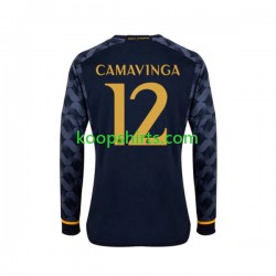 Real Madrid Uit Tenue Heren Voetbalshirts EDUARDO CAMAVINGA 12 2023-2024 Lange Mouwen