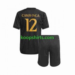 Real Madrid Derde Tenue Kinder Voetbalshirts Eduardo Camavinga 12 2023-2024 Korte Mouwen