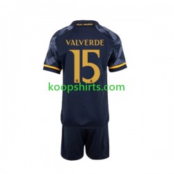 Real Madrid Uit Tenue Kinder Voetbalshirts Federico Valverde 15 2023-2024 Korte Mouwen