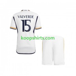 Real Madrid Thuis Tenue Kinder Voetbalshirts Federico Valverde 15 2023-2024 Korte Mouwen