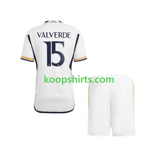 Real Madrid Thuis Tenue Kinder Voetbalshirts Federico Valverde 15 2023-2024 Korte Mouwen Real Madrid Thuis Tenue Kinder Voetbalshirts Federico Valverde 15 2023-2024 Korte Mouwen