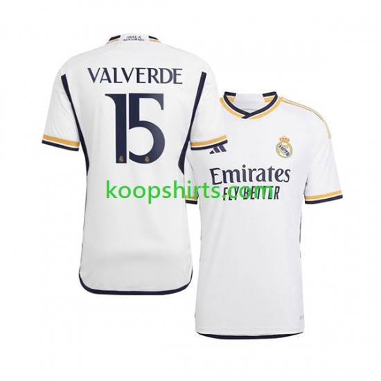 Real Madrid Thuis Tenue Heren Voetbalshirts Federico Valverde 15 2023-2024 Korte Mouwen Real Madrid Thuis Tenue Heren Voetbalshirts Federico Valverde 15 2023-2024 Korte Mouwen