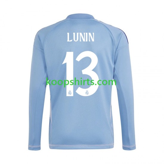Real Madrid Doelman Thuis Blauw Tenue Heren Voetbalshirts Andriy Lunin 13 2024-2025 Lange Mouwen Real Madrid Doelman Thuis Blauw Tenue Heren Voetbalshirts Andriy Lunin 13 2024-2025 Lange Mouwen