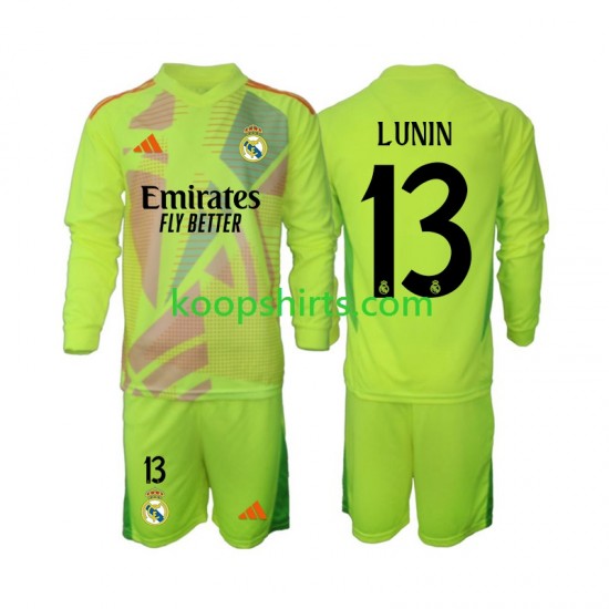 Real Madrid Doelman Vierde Tenue Kinder Voetbalshirts Lunin 13 2024-2025 Lange Mouwen Real Madrid Doelman Vierde Tenue Kinder Voetbalshirts Lunin 13 2024-2025 Lange Mouwen
