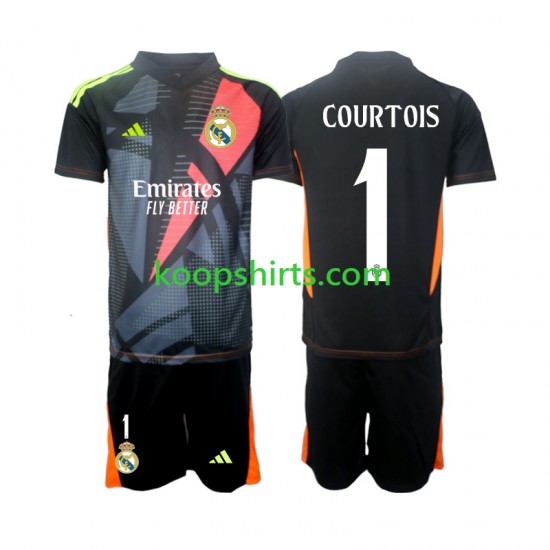Real Madrid Doelman Uit Zwart Tenue Kinder Voetbalshirts Thibaut Courtois 1 2024-2025 Korte Mouwen Real Madrid Doelman Uit Zwart Tenue Kinder Voetbalshirts Thibaut Courtois 1 2024-2025 Korte Mouwen