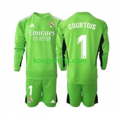 Real Madrid Doelman Thuis Tenue Kinder Voetbalshirts Thibaut Courtois 1 2023-2024 Lange Mouwen