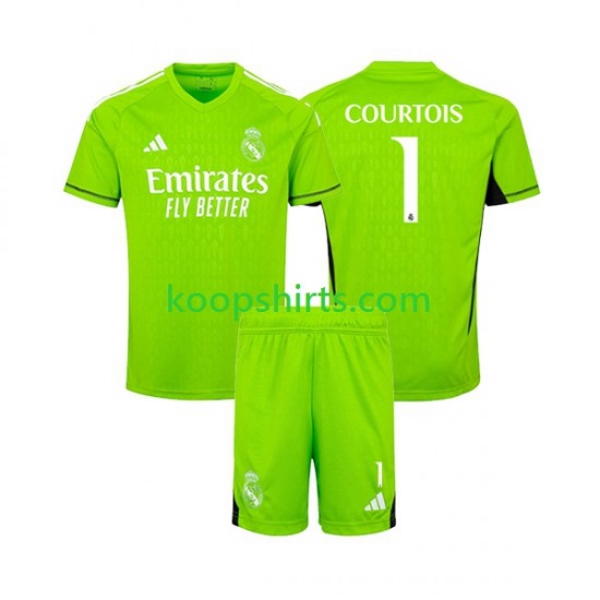 Real Madrid Doelman Thuis Tenue Kinder Voetbalshirts Thibaut Courtois 1 2023-2024 Korte Mouwen Real Madrid Doelman Thuis Tenue Kinder Voetbalshirts Thibaut Courtois 1 2023-2024 Korte Mouwen