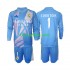Real Madrid Doelman Thuis Tenue Kinder Voetbalshirts Thibaut Courtois 1 2024-2025 Lange Mouwen