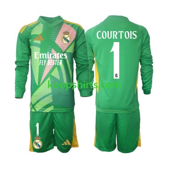 Real Madrid Doelman Derde Tenue Kinder Voetbalshirts Thibaut Courtois 1 2024-2025 Lange Mouwen Real Madrid Doelman Derde Tenue Kinder Voetbalshirts Thibaut Courtois 1 2024-2025 Lange Mouwen
