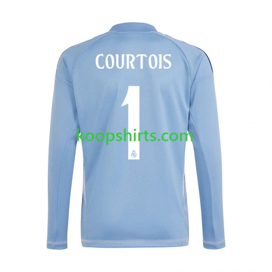 Real Madrid Doelman Thuis Blauw Tenue Heren Voetbalshirts Thibaut Courtois 1 2024-2025 Lange Mouwen Real Madrid Doelman Thuis Blauw Tenue Heren Voetbalshirts Thibaut Courtois 1 2024-2025 Lange Mouwen