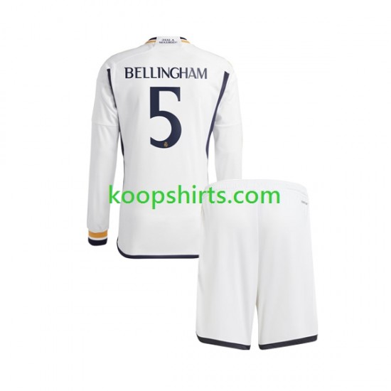 Real Madrid Thuis Tenue Kinder Voetbalshirts Jude Bellingham 5 2023-2024 Lange Mouwen Real Madrid Thuis Tenue Kinder Voetbalshirts Jude Bellingham 5 2023-2024 Lange Mouwen