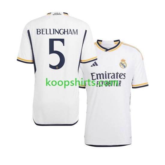 Real Madrid Thuis Tenue Heren Voetbalshirts Jude Bellingham 5 2023-2024 Korte Mouwen Real Madrid Thuis Tenue Heren Voetbalshirts Jude Bellingham 5 2023-2024 Korte Mouwen
