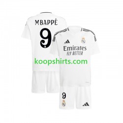 Real Madrid Thuis Wit Tenue Kinder Voetbalshirts Kylian Mbappe 9 2024-2025 Korte Mouwen