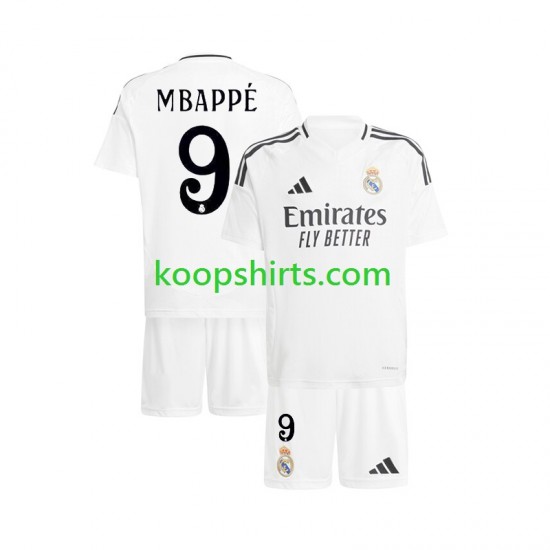 Real Madrid Thuis Wit Tenue Kinder Voetbalshirts Kylian Mbappe 9 2024-2025 Korte Mouwen Real Madrid Thuis Wit Tenue Kinder Voetbalshirts Kylian Mbappe 9 2024-2025 Korte Mouwen