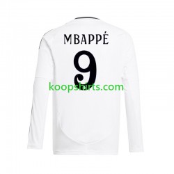 Real Madrid Thuis Wit Tenue Heren Voetbalshirts Kylian Mbappe 9 2024-2025 Lange Mouwen
