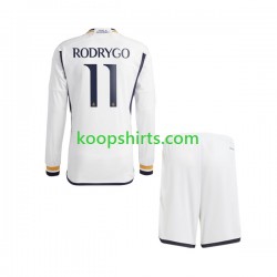 Real Madrid Thuis Tenue Kinder Voetbalshirts Rodrygo Goes 11 2023-2024 Lange Mouwen