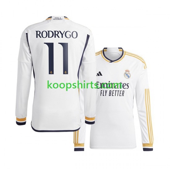Real Madrid Thuis Tenue Heren Voetbalshirts Rodrygo Goes 11 2023-2024 Lange Mouwen Real Madrid Thuis Tenue Heren Voetbalshirts Rodrygo Goes 11 2023-2024 Lange Mouwen