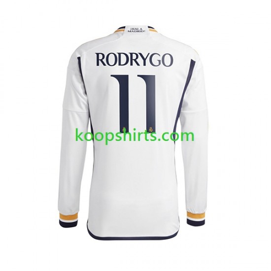 Real Madrid Thuis Tenue Heren Voetbalshirts Rodrygo Goes 11 2023-2024 Lange Mouwen