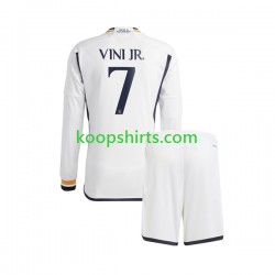 Real Madrid Thuis Tenue Kinder Voetbalshirts Vinicius Junior 7 2023-2024 Lange Mouwen