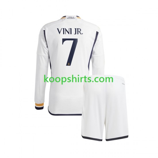 Real Madrid Thuis Tenue Kinder Voetbalshirts Vinicius Junior 7 2023-2024 Lange Mouwen Real Madrid Thuis Tenue Kinder Voetbalshirts Vinicius Junior 7 2023-2024 Lange Mouwen