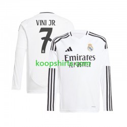 Real Madrid Thuis Wit Tenue Heren Voetbalshirts Vinicius Junior 7 2024-2025 Lange Mouwen