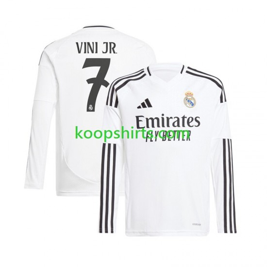 Real Madrid Thuis Wit Tenue Heren Voetbalshirts Vinicius Junior 7 2024-2025 Lange Mouwen Real Madrid Thuis Wit Tenue Heren Voetbalshirts Vinicius Junior 7 2024-2025 Lange Mouwen