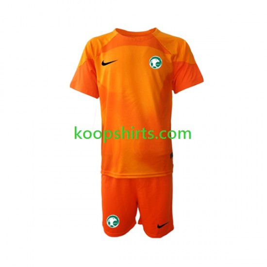 WK 2022 Saoedi-Arabië Doelman Uit Tenue Kinder Voetbalshirts Korte Mouwen WK 2022 Saoedi-Arabië Doelman Uit Tenue Kinder Voetbalshirts Korte Mouwen