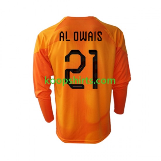 WK 2022 Saoedi-Arabië Doelman Uit Tenue Heren Voetbalshirts Mohammed Al-Owais 21 Lange Mouwen WK 2022 Saoedi-Arabië Doelman Uit Tenue Heren Voetbalshirts Mohammed Al-Owais 21 Lange Mouwen