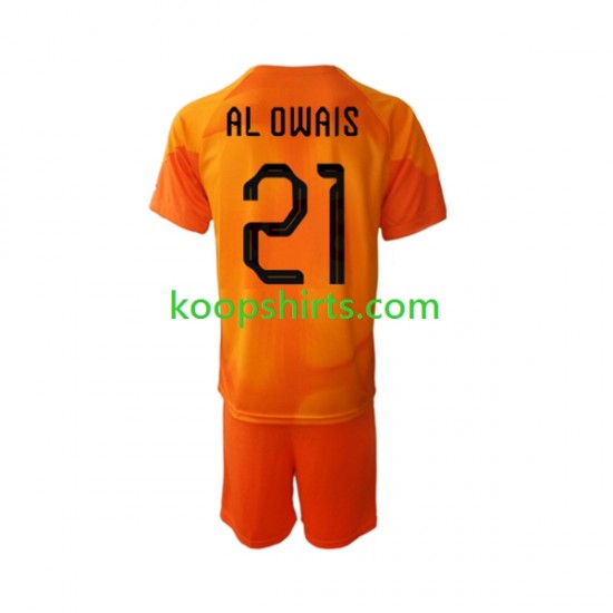 WK 2022 Saoedi-Arabië Doelman Uit Tenue Kinder Voetbalshirts Mohammed Al-Owais 21 Korte Mouwen WK 2022 Saoedi-Arabië Doelman Uit Tenue Kinder Voetbalshirts Mohammed Al-Owais 21 Korte Mouwen