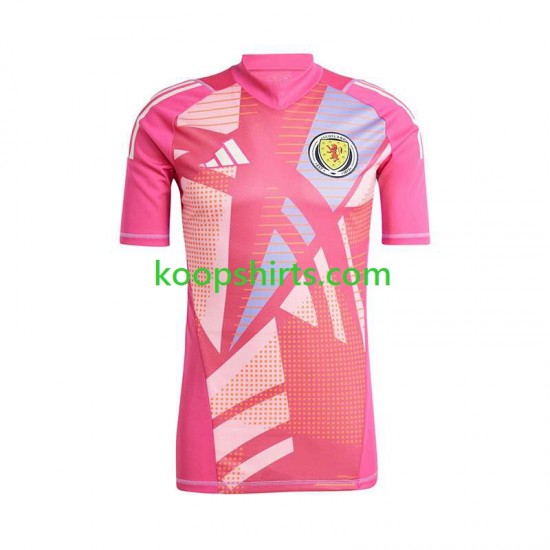 EK 2024 Schotland Doelman Derde Roze Tenue Heren Voetbalshirts Korte Mouwen EK 2024 Schotland Doelman Derde Roze Tenue Heren Voetbalshirts Korte Mouwen