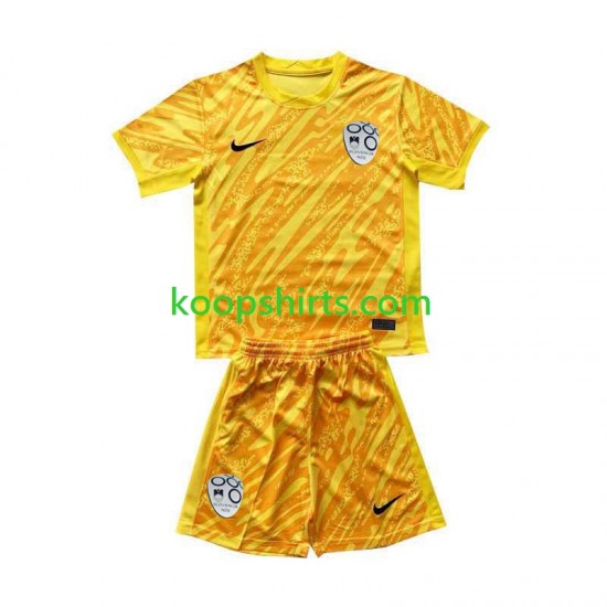 EK 2024 Slovenië Doelman Thuis Geel Tenue Kinder Voetbalshirts Korte Mouwen EK 2024 Slovenië Doelman Thuis Geel Tenue Kinder Voetbalshirts Korte Mouwen