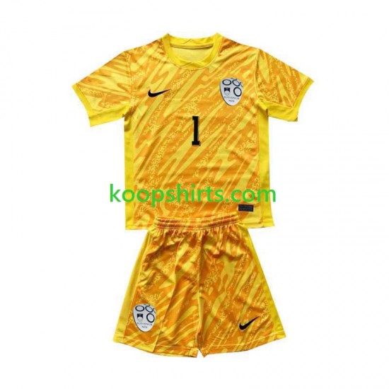EK 2024 Slovenië Doelman Thuis Geel Tenue Kinder Voetbalshirts Jan Oblak 1 Korte Mouwen