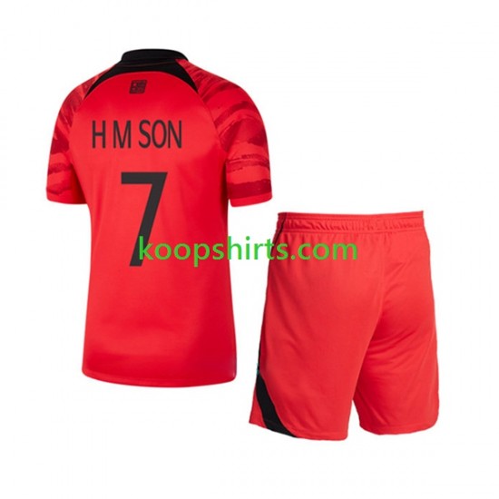 WK 2022 Zuid-Korea Thuis Tenue Kinder Voetbalshirts Son Heung-min 7 Korte Mouwen WK 2022 Zuid-Korea Thuis Tenue Kinder Voetbalshirts Son Heung-min 7 Korte Mouwen