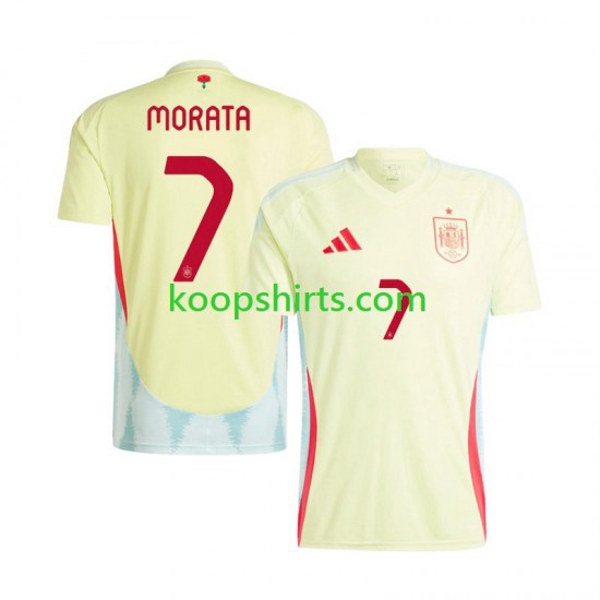 EK 2024 Spanje Uit Tenue Heren Voetbalshirts Alvaro Morata 7 Korte Mouwen EK 2024 Spanje Uit Tenue Heren Voetbalshirts Alvaro Morata 7 Korte Mouwen