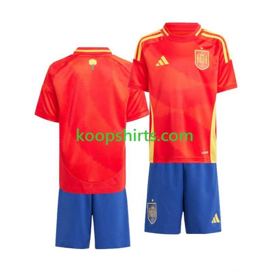 EK 2024 Spanje Thuis Tenue Kinder Voetbalshirts Korte Mouwen EK 2024 Spanje Thuis Tenue Kinder Voetbalshirts Korte Mouwen