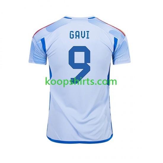 WK 2022 Spanje Uit Tenue Heren Voetbalshirts Gavi 9 Korte Mouwen WK 2022 Spanje Uit Tenue Heren Voetbalshirts Gavi 9 Korte Mouwen