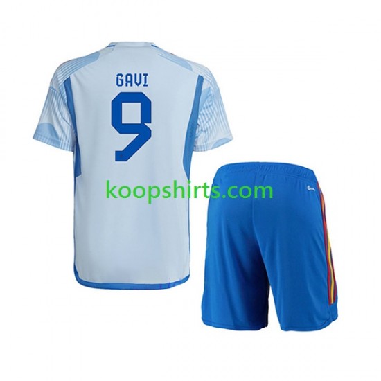 WK 2022 Spanje Uit Tenue Kinder Voetbalshirts Gavi 9 Korte Mouwen WK 2022 Spanje Uit Tenue Kinder Voetbalshirts Gavi 9 Korte Mouwen