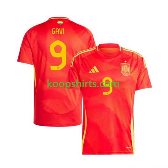 EK 2024 Spanje Thuis Tenue Heren Voetbalshirts Gavi 9 Korte Mouwen EK 2024 Spanje Thuis Tenue Heren Voetbalshirts Gavi 9 Korte Mouwen