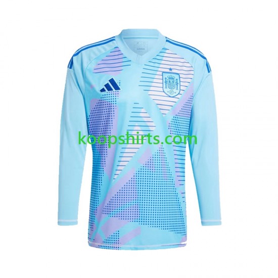 EK 2024 Spanje Doelman Uit Blauw Tenue Heren Voetbalshirts Lange Mouwen EK 2024 Spanje Doelman Uit Blauw Tenue Heren Voetbalshirts Lange Mouwen