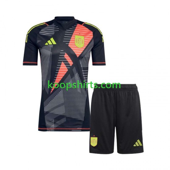 EK 2024 Spanje Doelman Uit Zwart Tenue Kinder Voetbalshirts Korte Mouwen EK 2024 Spanje Doelman Uit Zwart Tenue Kinder Voetbalshirts Korte Mouwen