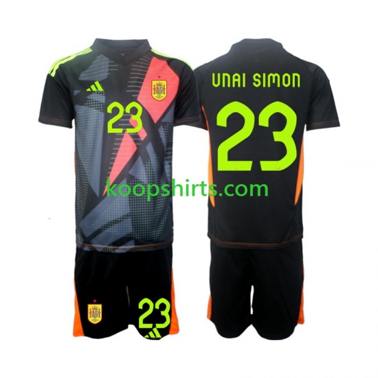 EK 2024 Spanje Doelman Uit Tenue Kinder Voetbalshirts Unai Simon 23 Korte Mouwen EK 2024 Spanje Doelman Uit Tenue Kinder Voetbalshirts Unai Simon 23 Korte Mouwen