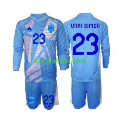 EK 2024 Spanje Doelman Thuis Tenue Kinder Voetbalshirts Unai Simon 23 Lange Mouwen