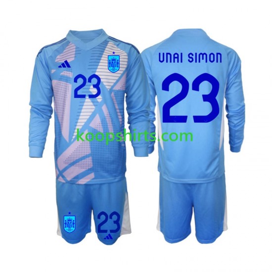 EK 2024 Spanje Doelman Thuis Tenue Kinder Voetbalshirts Unai Simon 23 Lange Mouwen EK 2024 Spanje Doelman Thuis Tenue Kinder Voetbalshirts Unai Simon 23 Lange Mouwen